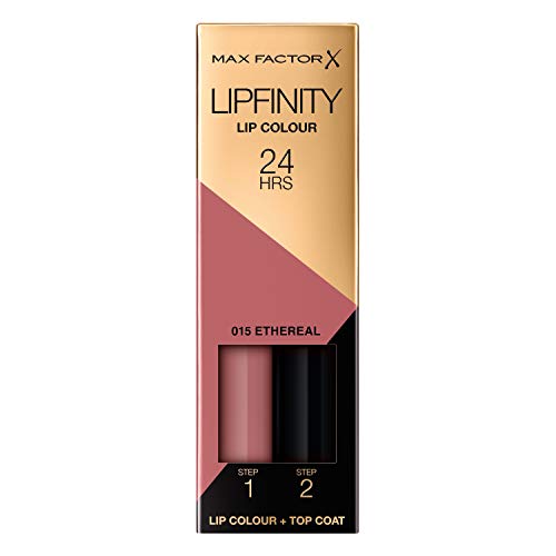 Max Factor LipFinity Lip Colour Lipstick Pintalabios, Tono 15 Ethereal – Paso 1: 2.3ml Paso 2: 1.9g