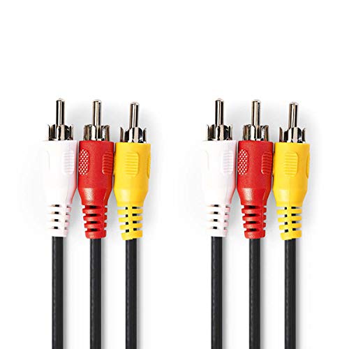 KnnX 28131 | Cable Premium de Audio y Vídeo Compuesto estéreo | Longitud: 1 Metro | 3 x Phono RCA Macho a Macho | Triple Conector componente Rojo, Blanco y Amarillo