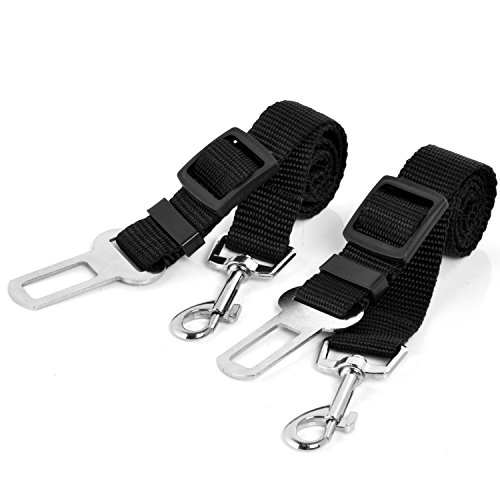 Neuftech 2 x Ajustable Cinturones de Seguridad Perros de Mascotas para Coche – Negro