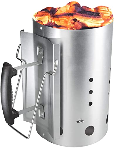 Denmay BBQ Charcoal Chimney Starter with Handle for Weber, charcoal grill accessories barbecue chimney lighter, fire starter, Grill Quick Start Barbecue for Camping & Grilling, Chimney Lighter Basket
