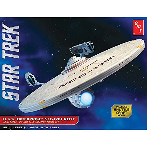Round2 AMT1080/06 1/537 Star Trek USS Enterprise Refit – Kit de Montaje para maquetas de plástico, Accesorios ferroviarios, Aficionados, modelismo, Multicolor