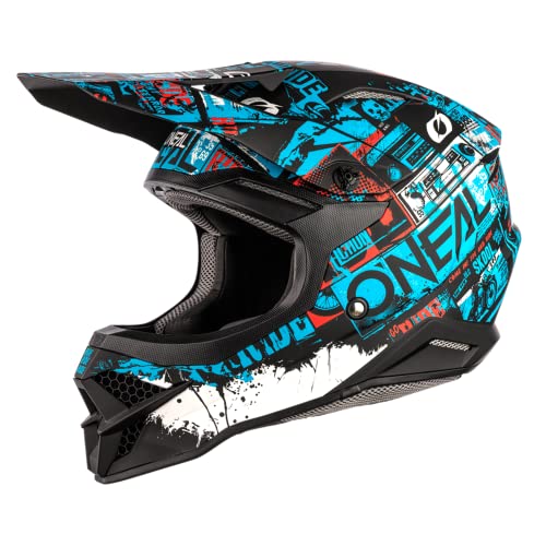 O’NEAL | Casco de Motocross | MX Enduro | Shell ABS, Estándar de Seguridad ECE 22.05, Ventilación para una óptima ventilación y refrigeración | 3SRS Helmet Ride | Adultos | Negro Azul | Talla XL