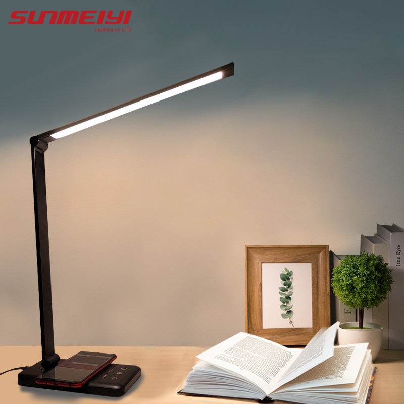 Lámparas LED de escritorio, accesorio de mesa con protección ocular, USB, nivel de luz nocturna táctil, 5 modos, para dormitorio, lectura de cabecera