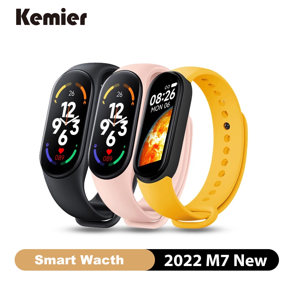Kemier-reloj inteligente M7 Original para hombre y mujer, pulsera inteligente deportiva con control del ritmo cardíaco y de la presión sanguínea, resistente al agua, 2022
