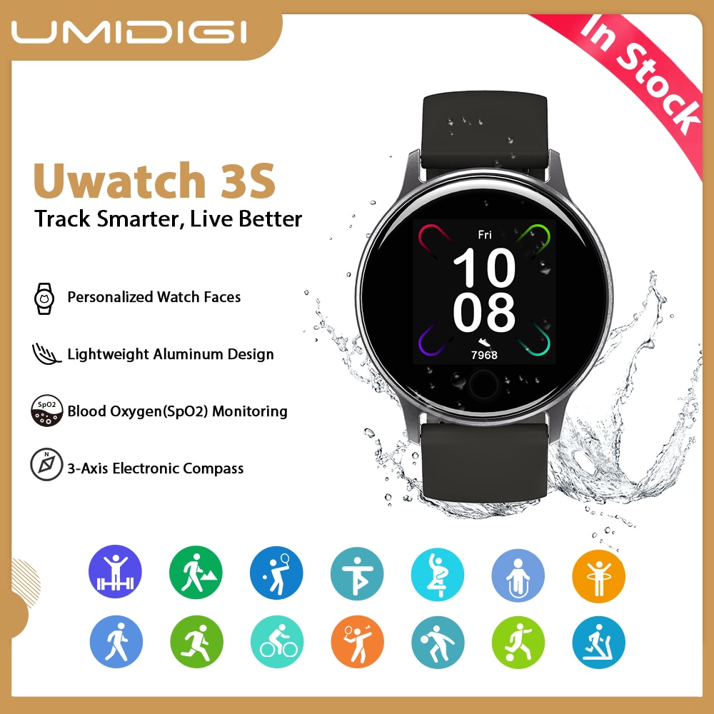 UMIDIGI-reloj inteligente Uwatch 3S para hombre y mujer, Smartwatch deportivo con control del ritmo cardíaco y del sueño, 1,3 pulgadas