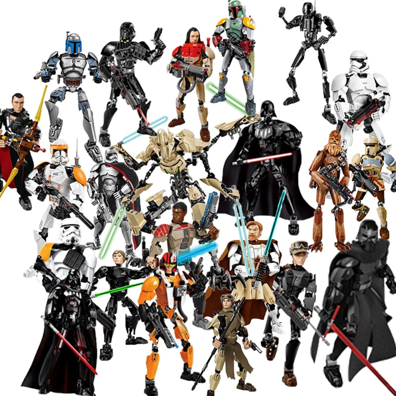 Figuras de acción de Stormtrooper de Space Wars, juguetes de bloques de construcción de Darth Vader, Rey, Tony Ren, Luke Skywalker