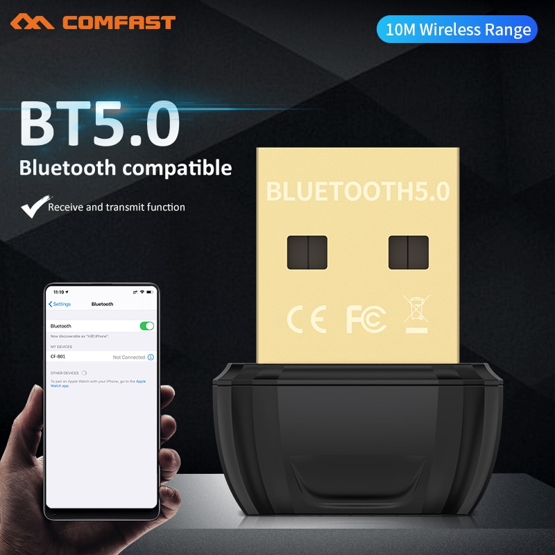 Miniadaptador USB de Bluetooth para Ordenador, Dongle Inalámbrico, Adaptador BT 5.0, Receptor de Audio, Transmisor para Portátil, Compatible con Altavoces, Ratón, Impresora, Mando