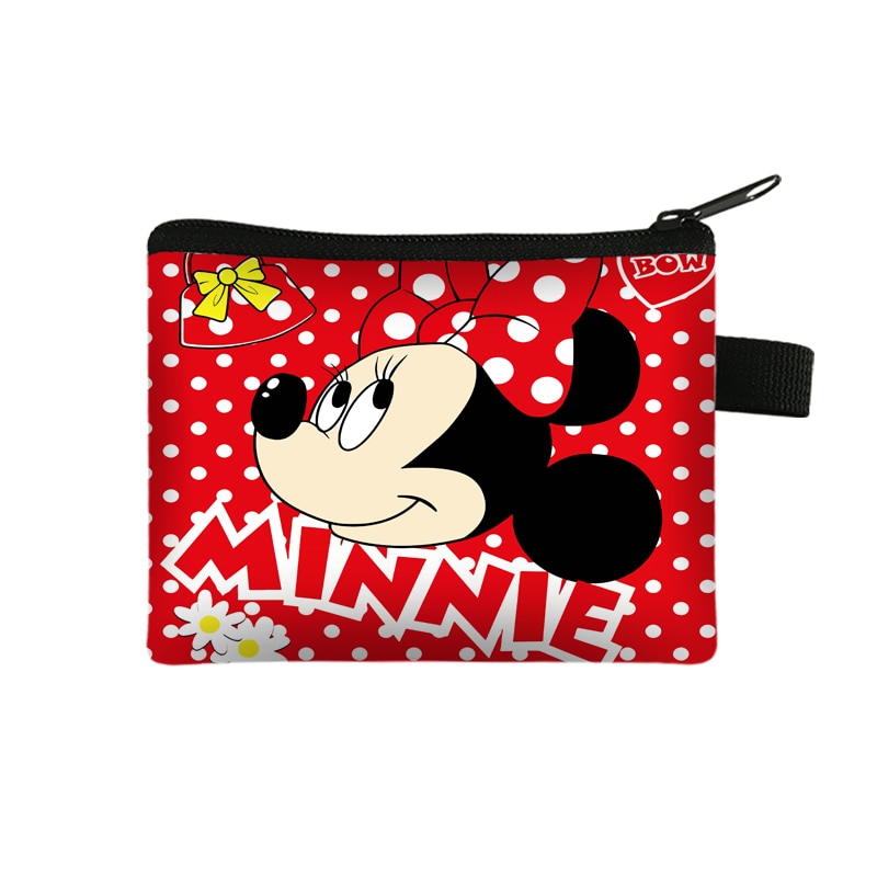 Monedero de Mickey y Minnie de Disney para niños, Cartera de Anime, Mini bolso con tarjetero, bolsa de almacenamiento de monedas con impresión Digital, funda para llaves