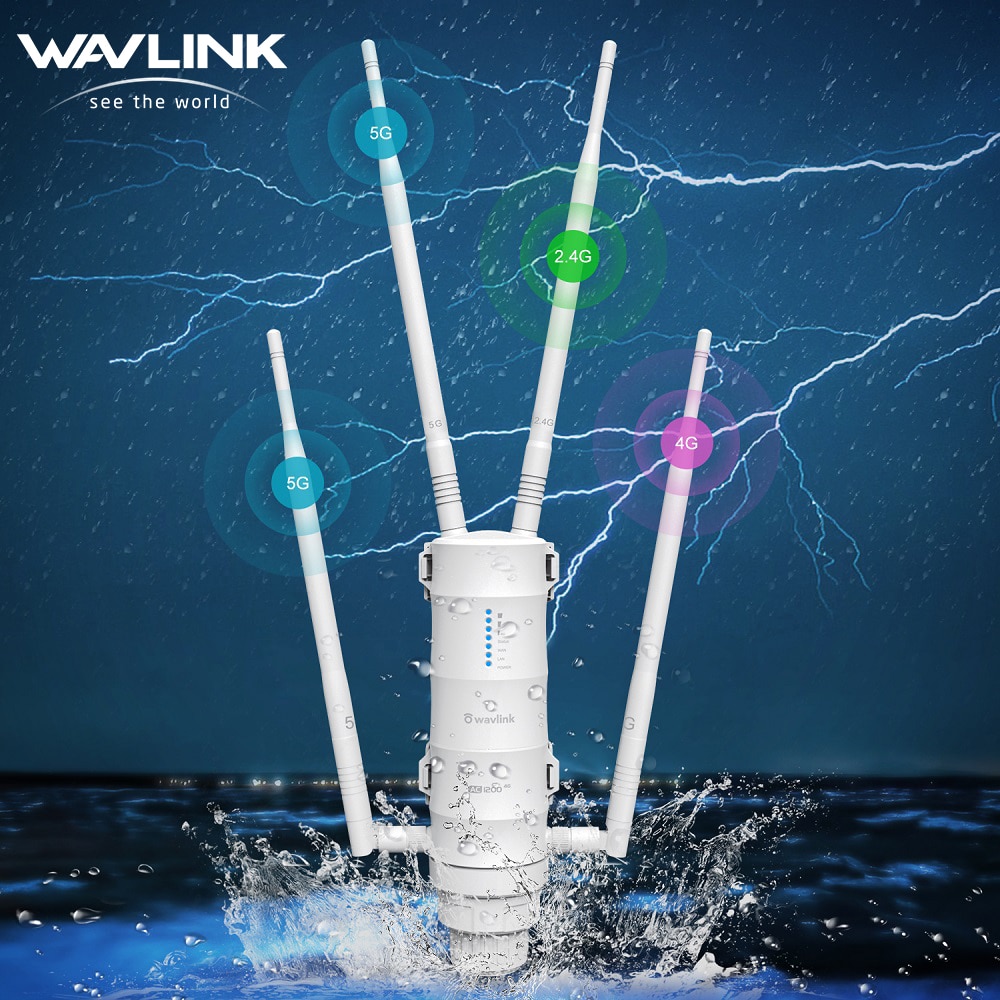 Wavlink-enrutador WiFi 4G LTE AC1200 para exteriores, punto de acceso inalámbrico de Internet de doble banda, con ranura para tarjeta SIM, 4 antenas de alta ganancia