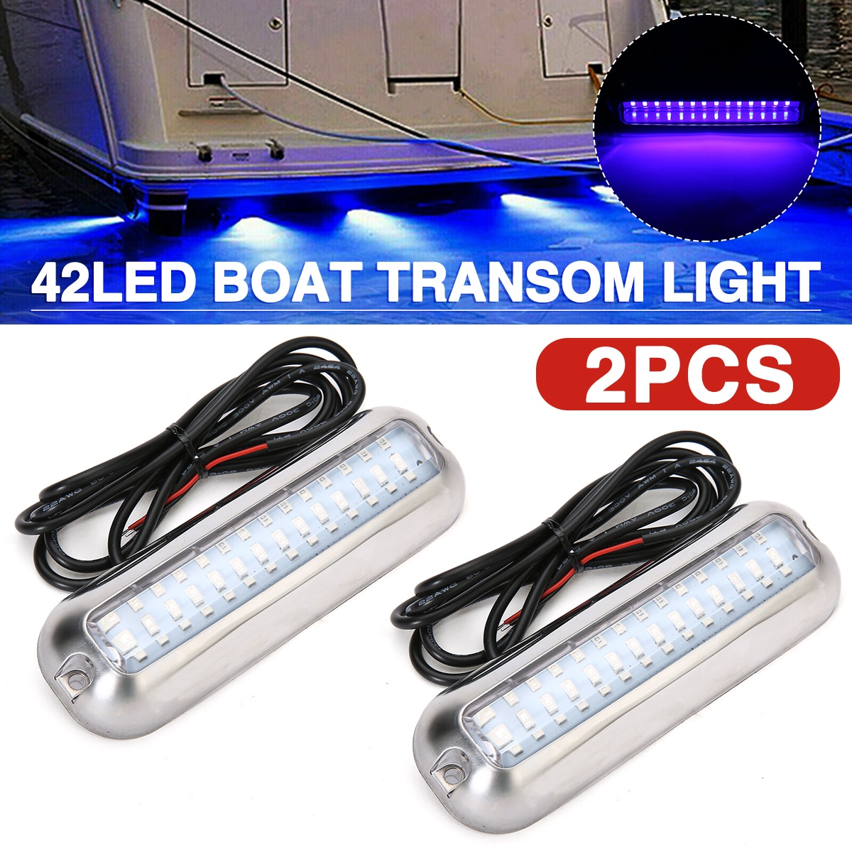 Luz LED subacuática para yate, luz de navegación para camión, barco, ancla de popa, Hardware de luz de señal de navegación, 42 LED, 2 piezas
