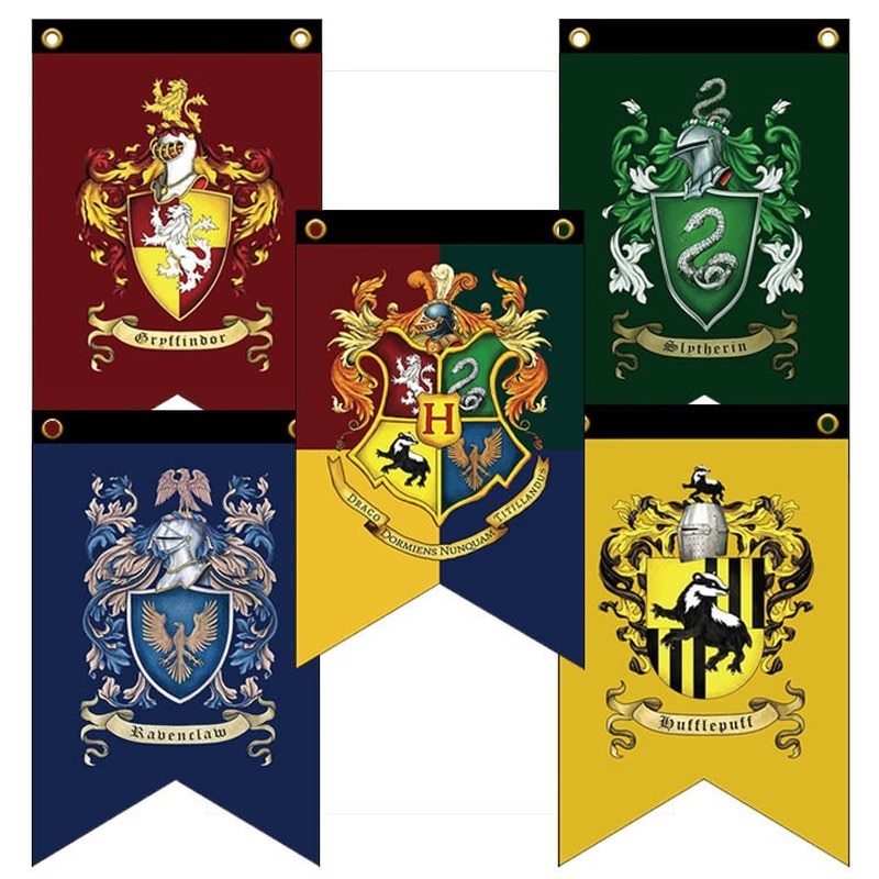 Bandera de escuela mágica de Harry Potter, adornos para habitación de niños, suministros de decoración de fiesta de cumpleaños, decoración de Navidad, Banner de poliéster