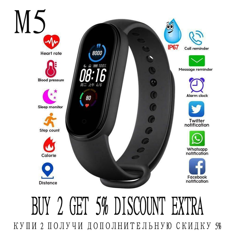 M5-reloj inteligente deportivo TSLM1, dispositivo con control del ritmo cardíaco y de la presión sanguínea, música, para IOS