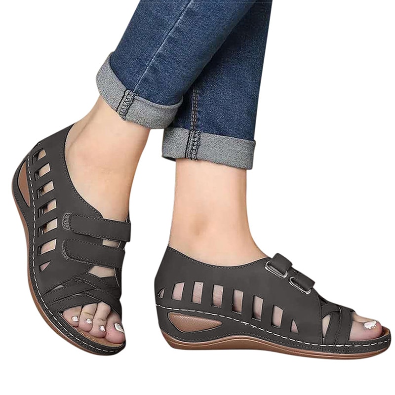 Sandalias de tacón informales para Mujer, zapatos de cuña suave, de verano, 2022
