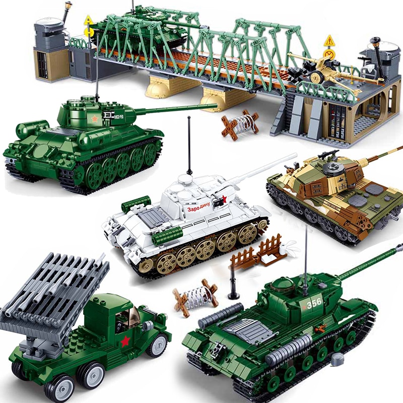 Juego de bloques de construcción de cañón militar para niños, tanque de batalla para armar juguete de ladrillos, camión, arma del ejército, modelo King