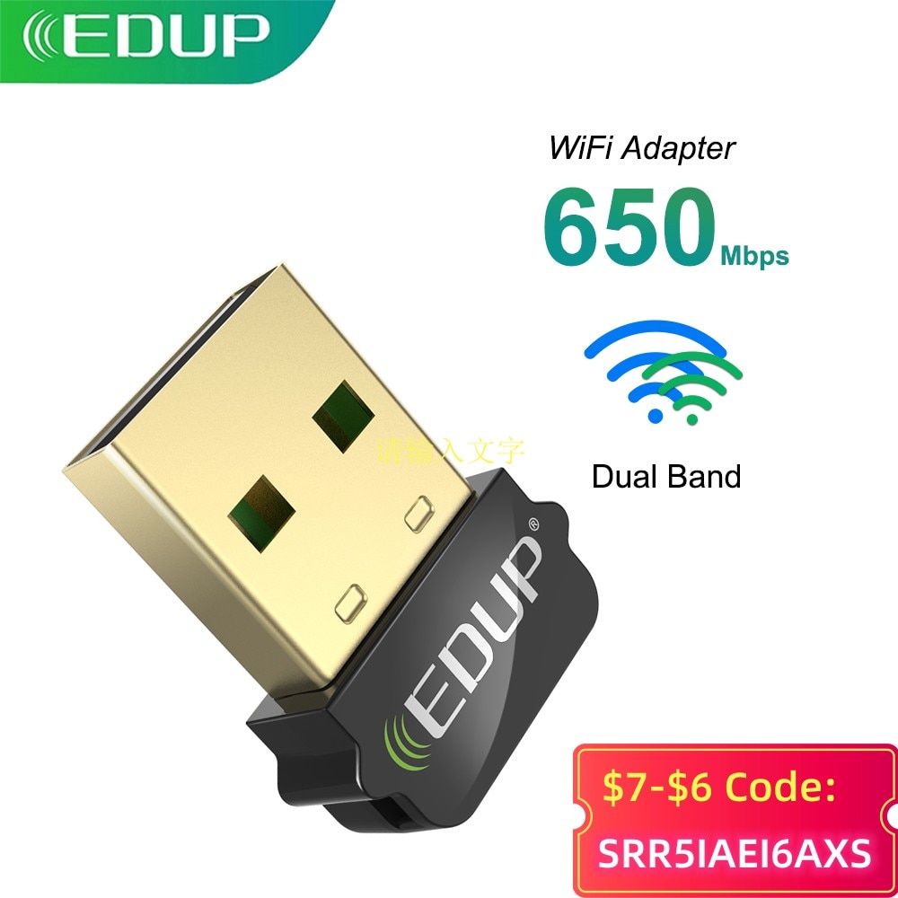 EDUP-adaptador WiFi USB para ordenador portátil, tarjeta de red inalámbrica de 650Mbps, 5G/2,4 GHz, Mini USB, WIN11