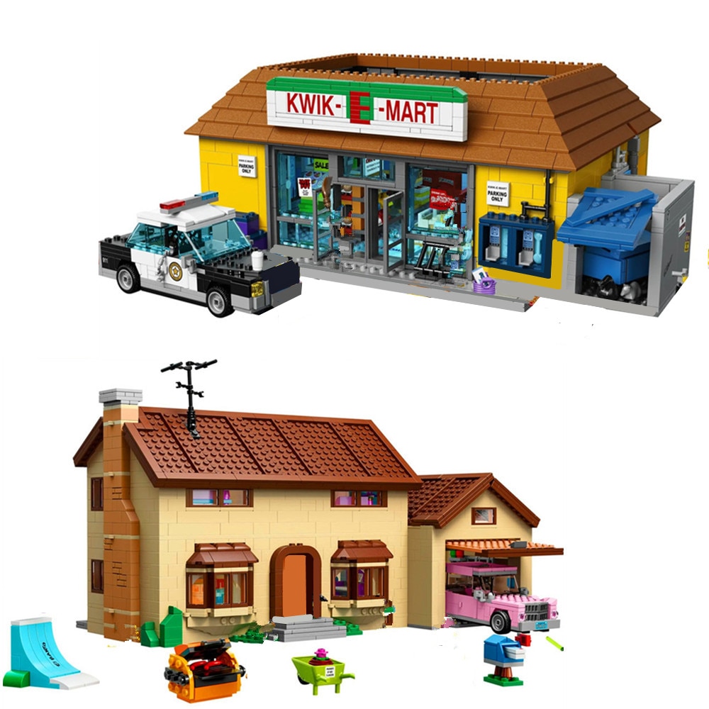 Bloques de construcción de la película Los Simpson kwik-e-mart para niños, juguete de ladrillos para armar edificio Streetview, ideal para regalo de cumpleaños, código 71006, compatible con 71016