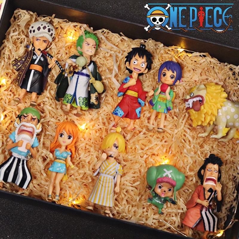 Figuras de acción de One Piece para niños, juguetes de PVC de Luffy, Sanji, Nami, Zoro, Chopper, Frank Robin, regalo, 10 unids/set por Set