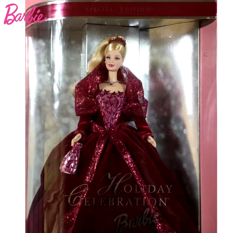 Barbie-Vestido largo de princesa carmesí para niñas, juguete de edición limitada, 2002