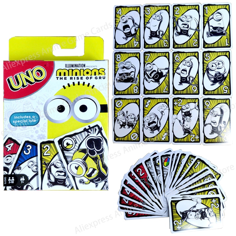 Mattel Uno-Juego de mesa Minion, figura de acción de Anime, juego de cartas favorito de padres e hijos, juguetes Gam, regalo de cumpleaños