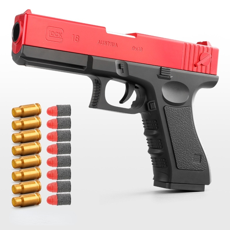 Pistola de lanzamiento de concha Glock para niños, Pistola de juguete de bala suave G17, Pistola lanzadora, modelo de arma para niños, regalos de cumpleaños, juego al aire libre