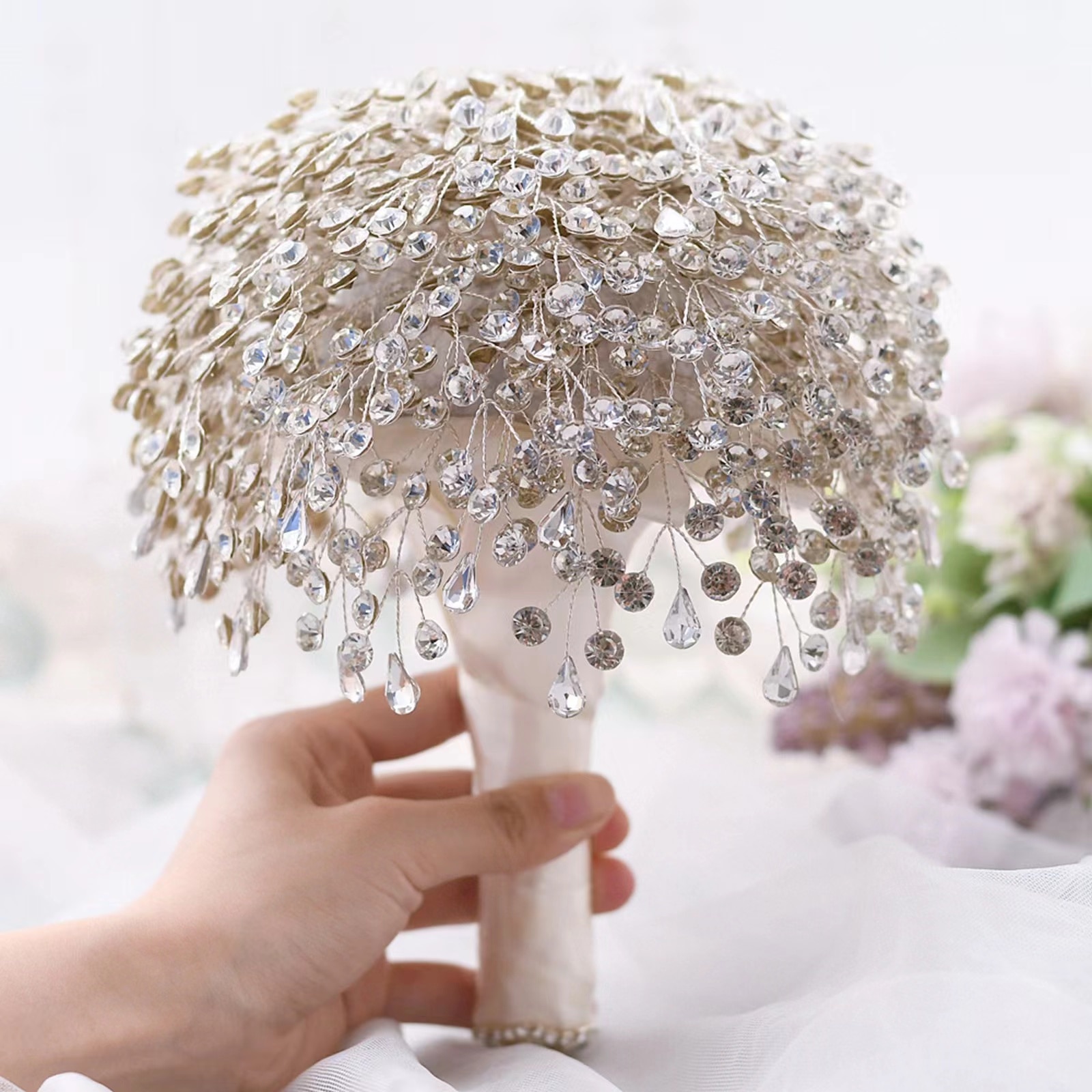 PEORCHID-Ramo De flores De cristal para Novia, broche De boda, accesorios De joyería, 2020