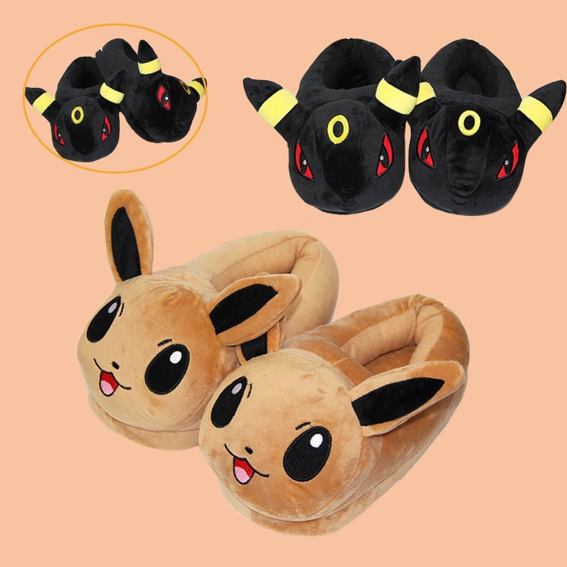 Zapatillas de felpa de Pokémon para niños y adultos, zapatos de Interior para el hogar, Pikachu, Eevee, Umbreon, Simpson