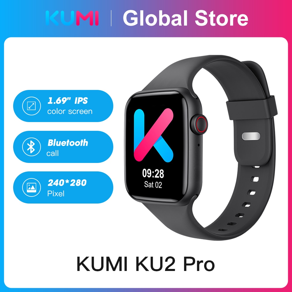 KUMI-reloj inteligente KU2 Pro, accesorio de pulsera resistente al agua IP67 con control del ritmo cardíaco y de la presión sanguínea, Bluetooth, llamadas, pantalla de 1,69 pulgadas