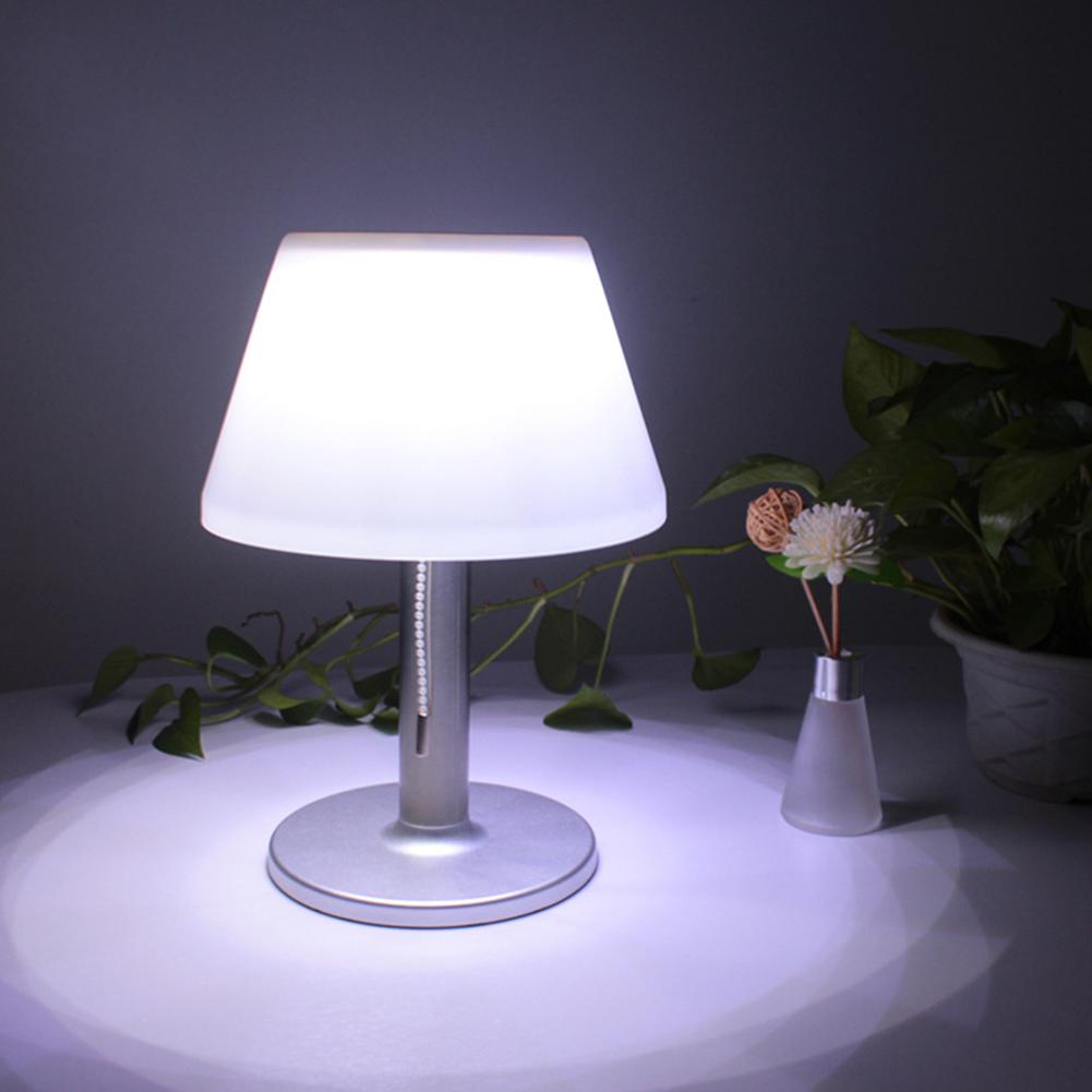 Lámpara de mesa Solar LED para interiores y exteriores, luces de noche blancas para el hogar, dormitorio, con interruptor de extracción, lámpara de escritorio