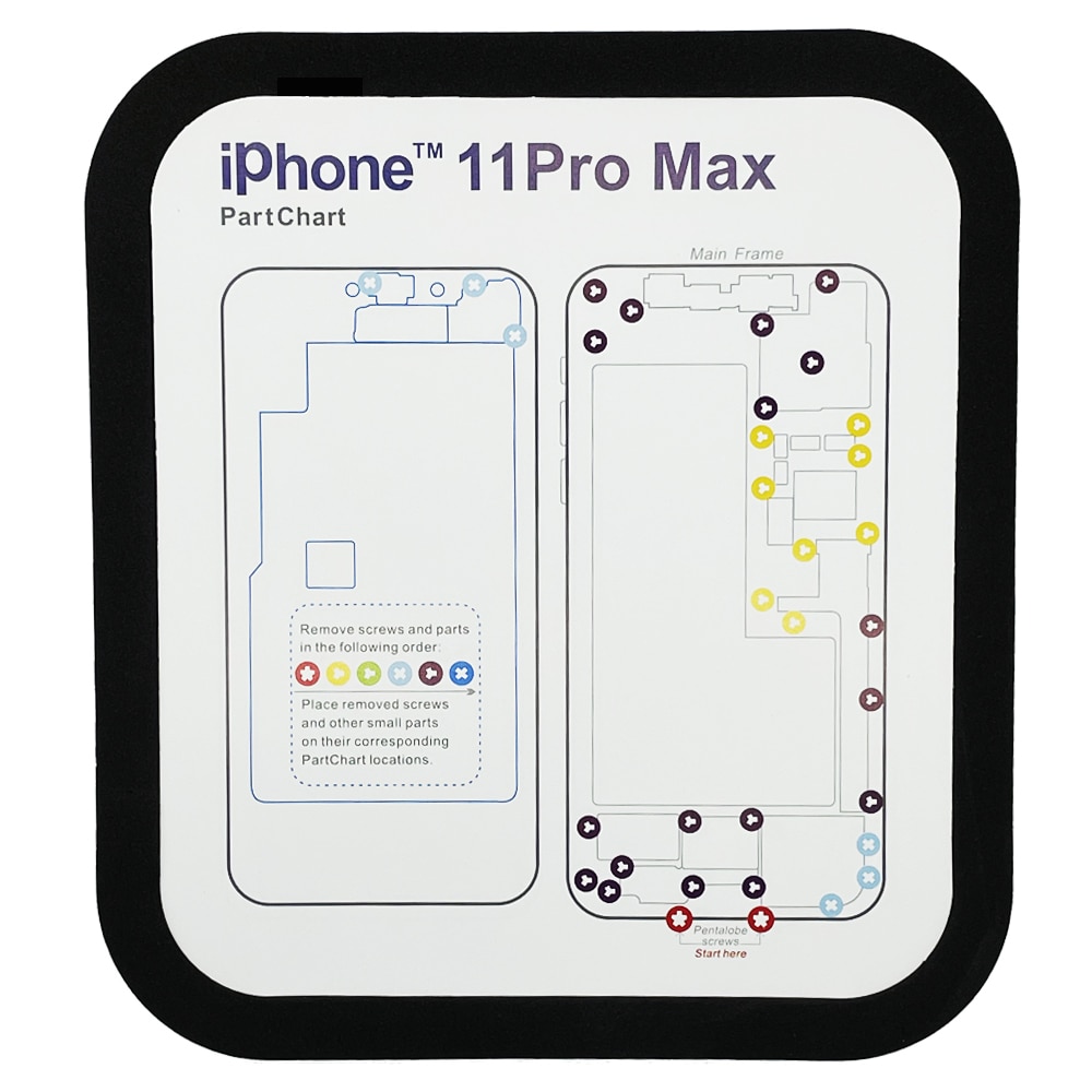 Almohadilla de guía profesional para iPhone 11, 11Pro, XsMax, XR, XS, X, 8P, 8, 7, 7P, 6, tabla de mantenimiento de tornillo magnético, herramientas de reparación de teléfonos, 15 unidades