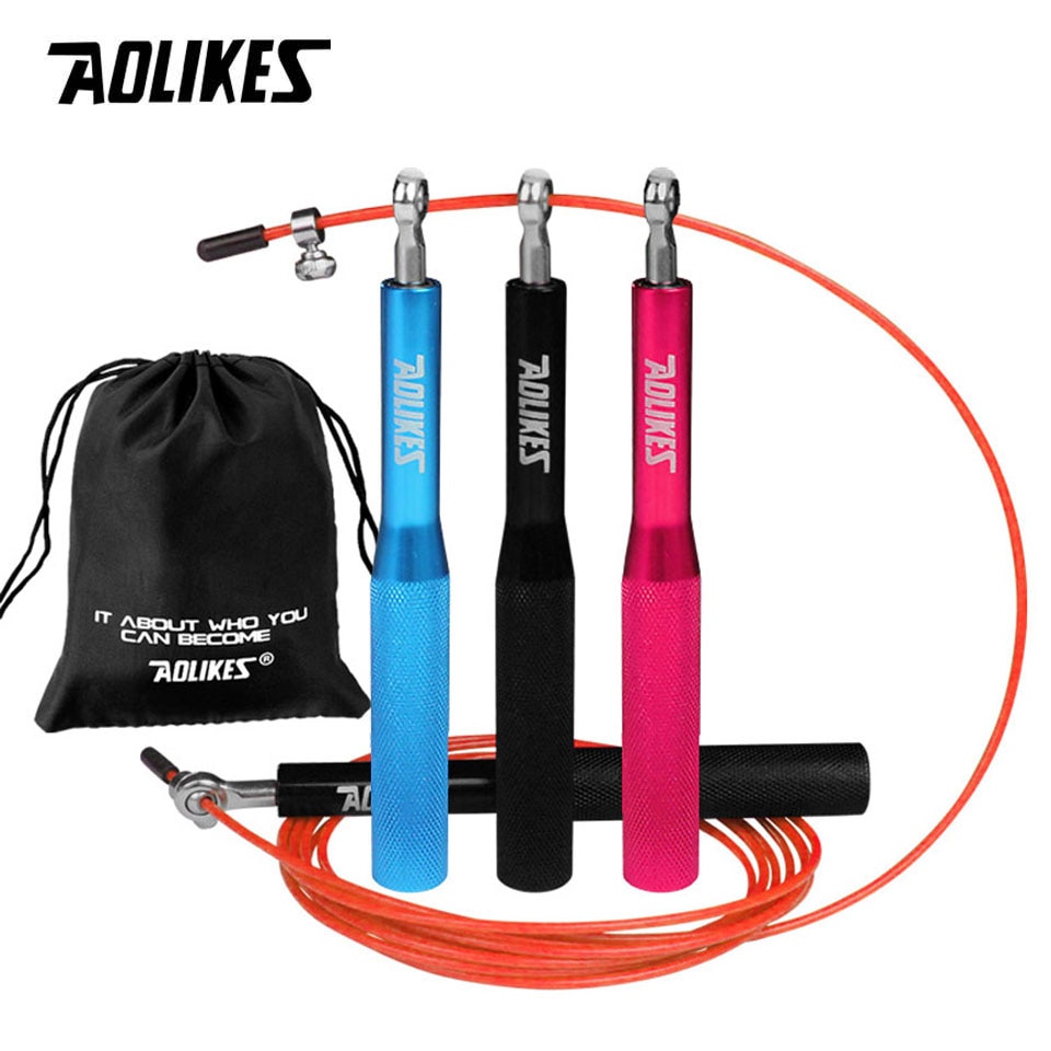 AOLIKES-cuerda de saltar ajustable para Crossfit, cuerda de aluminio para saltar, entrenamiento de velocidad, boxeo, MMA