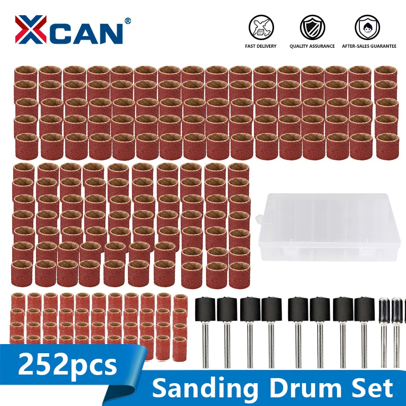 XCAN-Kit de tambor de lijado, mandril de banda de lijado de 252/2,35mm para herramientas rotativas Dremel, pulido, 3.175 piezas, 80 grano