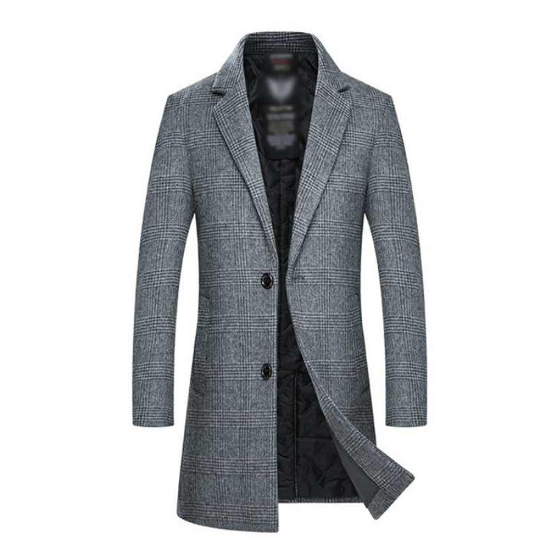 Abrigo de lana a cuadros Para Hombre, Chaqueta larga gruesa y cálida, estilo informal, a la moda, novedad de invierno, 2023