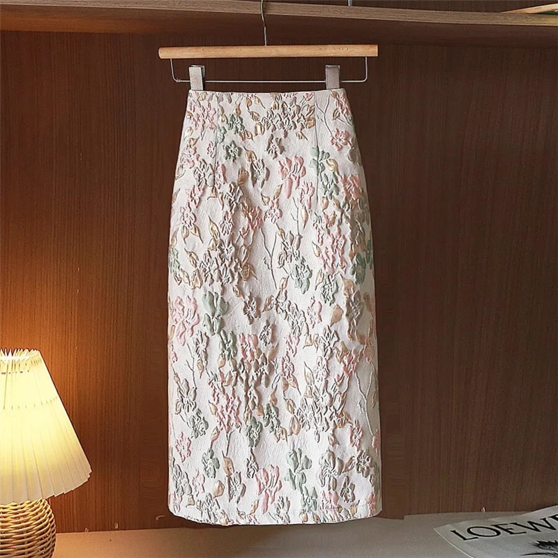 Vetement-falda de cintura alta para mujer, falda ajustada a la cadera, de longitud media, estética, primavera y otoño, 2023