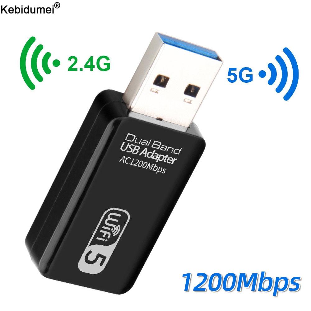 Kebidumei-adaptador WiFi USB inalámbrico de 1200Mbps, dispositivo de banda Dual de 2,4G/5Ghz, USB 3,0, Lan, 802.11ac, para ordenador portátil y de escritorio