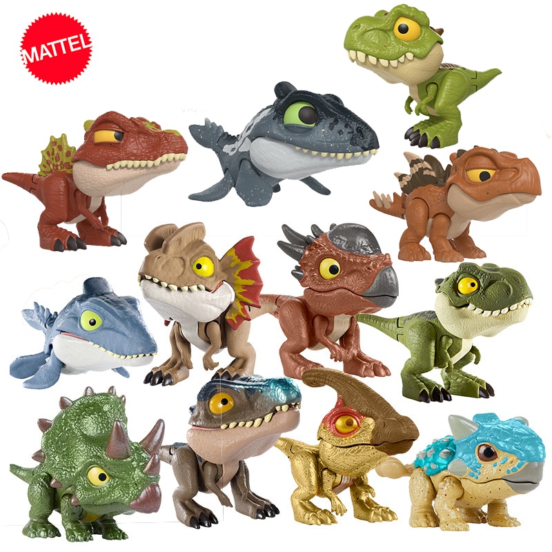 Mattel Jurassic World Mini Dinosaurs Snap Squad Finger Model Joints Model Toys para niños, figuras de acción, colgante, Original