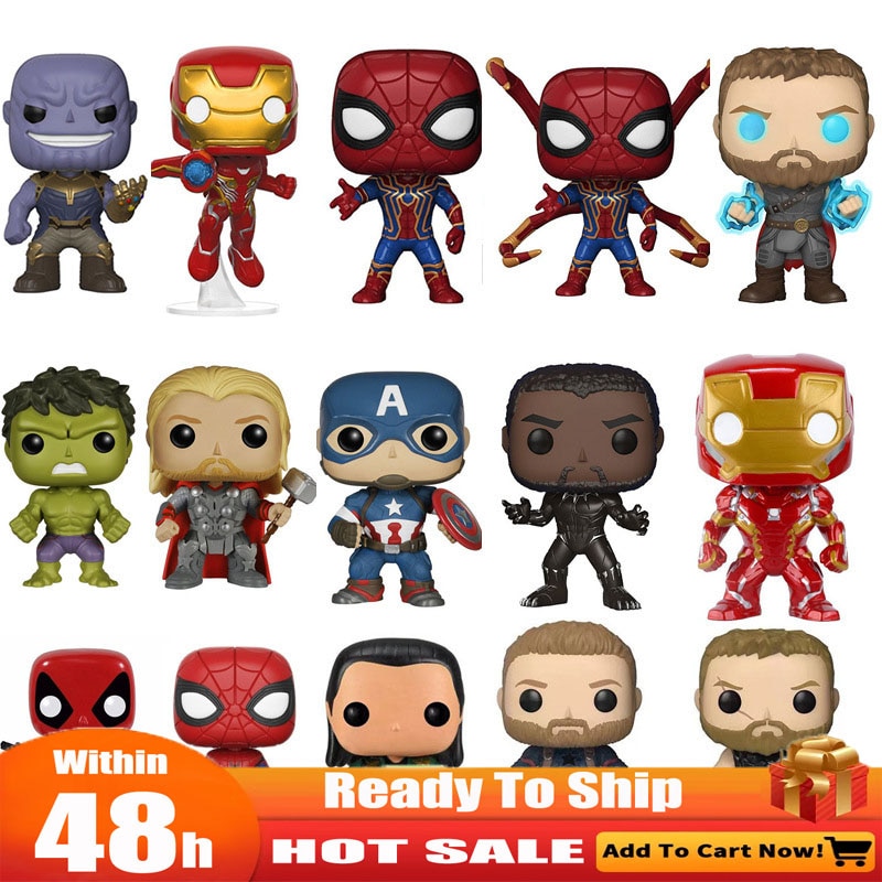 Figuras de acción de Marvel, Spiderman de 10cm, Thor, Hulk, Iron Man, vengadores, Anime, juguete, colección de regalos de Navidad, Infinity War, modelo de película