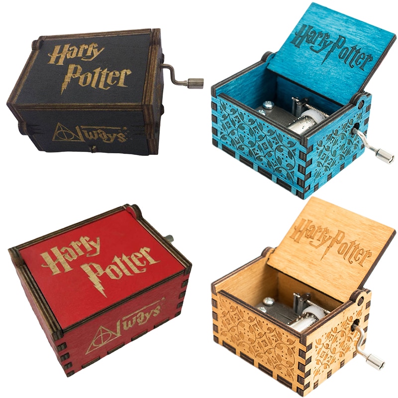 Caja de música de Harry Potter con plataforma mágica, cajas de música de madera con manivela manual, adornos de habitación, regalo de Navidad, 9-3/4