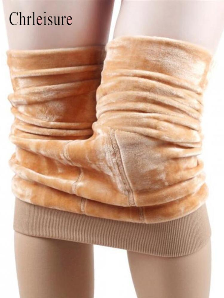 CHRLEISURE-mallas gruesas de terciopelo para mujer, Leggings sexys cálidos de cintura alta, ajustados, térmicos, para chicas